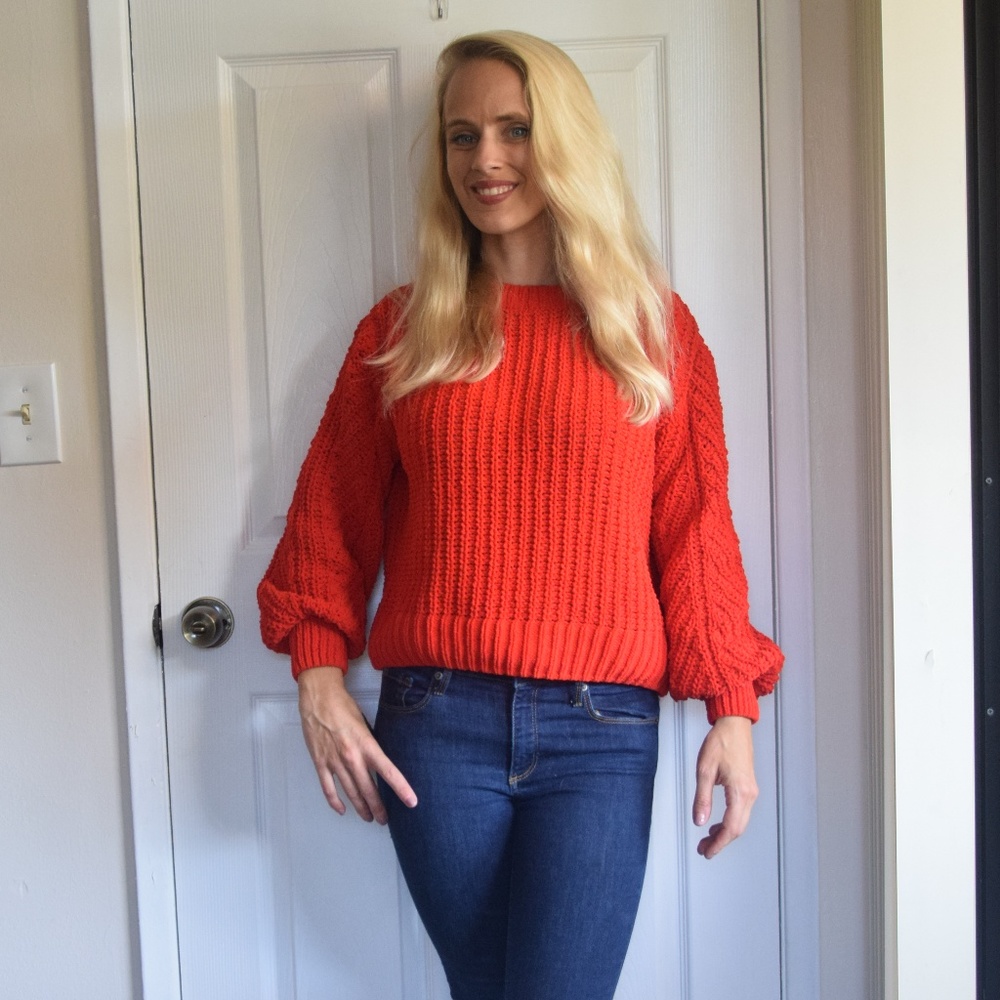 H&M Oversized Cable Knit Red Sweater Xs/S